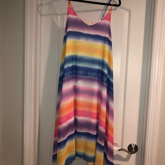NWT Gorgeous Rainbow Tie Dye Maxi Dress sz Small - Picture 2 of 4